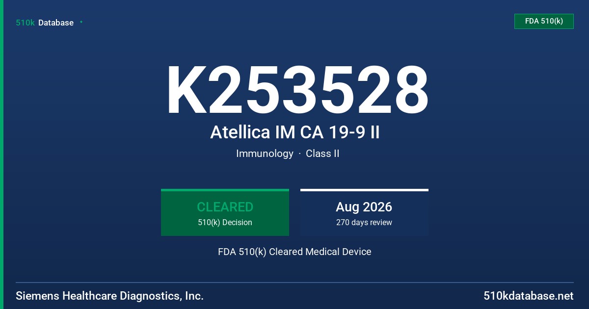 K253528 Atellica IM CA 19-9 II FDA 510(k) Cleared Medical Device
