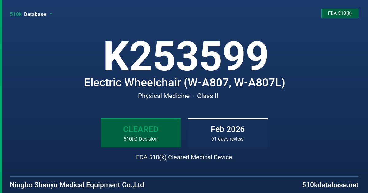 K253599 Electric Wheelchair (W-A807, W-A807L) FDA 510(k) Cleared Medical Device