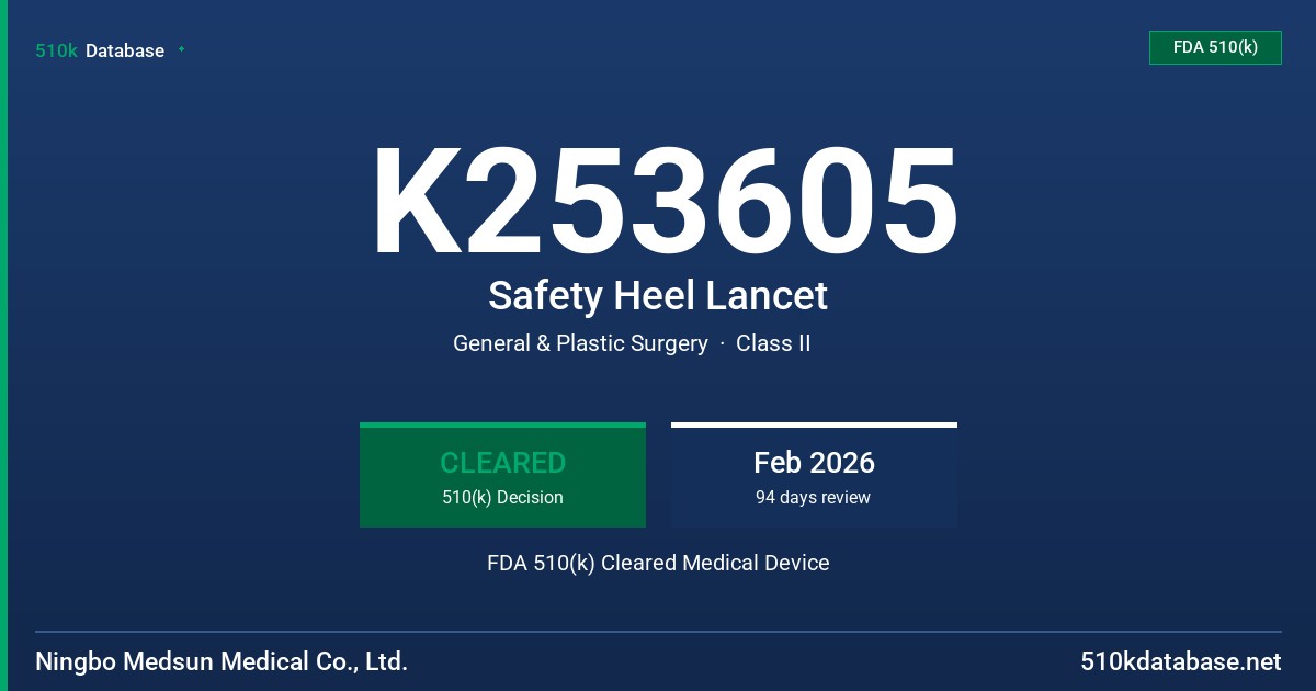 K253605 Safety Heel Lancet FDA 510(k) Cleared Medical Device