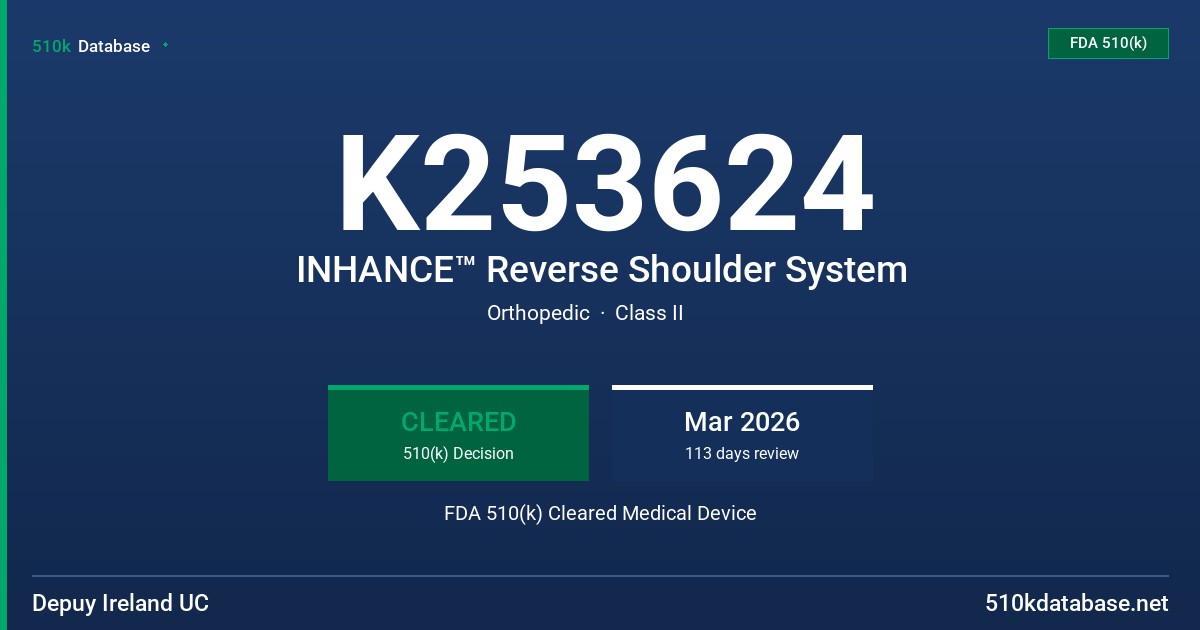 K253624 INHANCE™ Reverse Shoulder System FDA 510(k) Cleared Medical Device