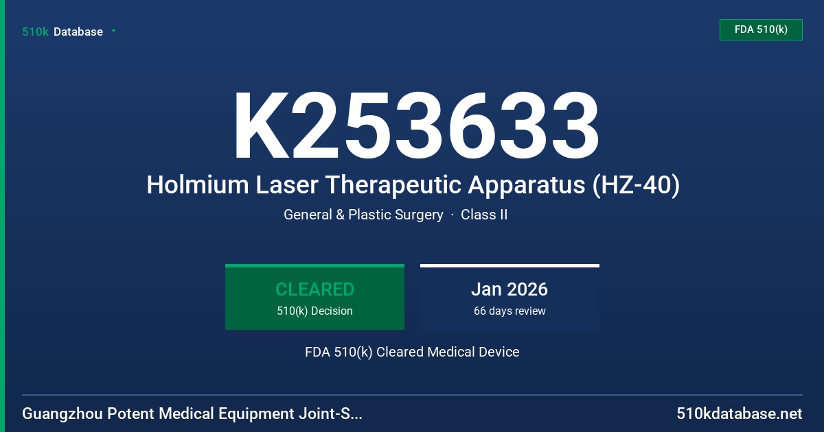 K253633 Holmium Laser Therapeutic Apparatus (HZ-40) FDA 510(k) Cleared Medical Device