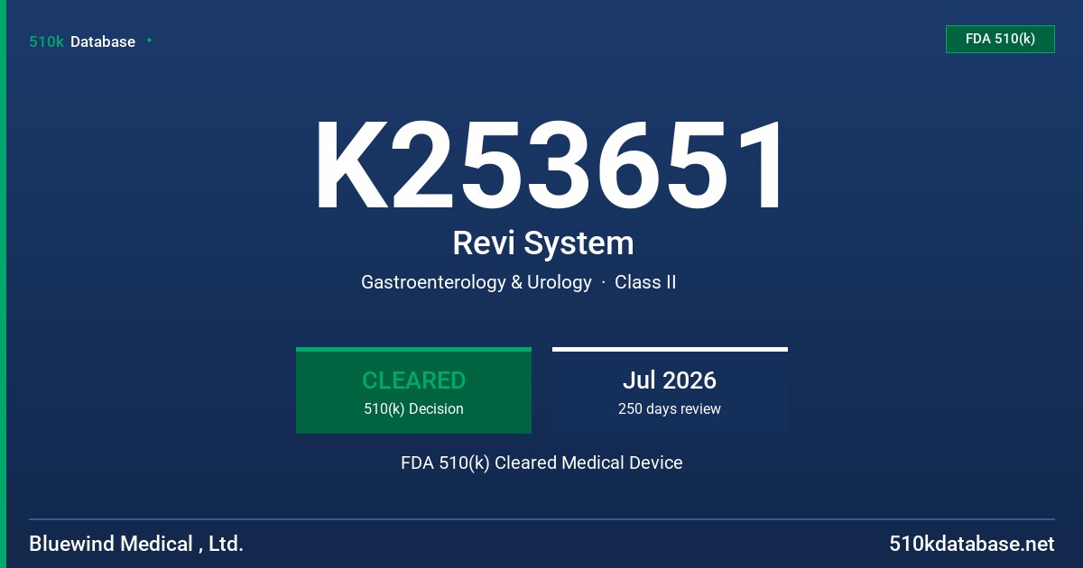 K253651 Revi System FDA 510(k) Cleared Medical Device