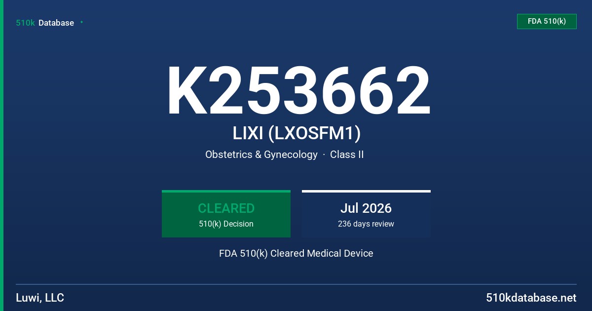 K253662 LIXI (LXOSFM1) FDA 510(k) Cleared Medical Device