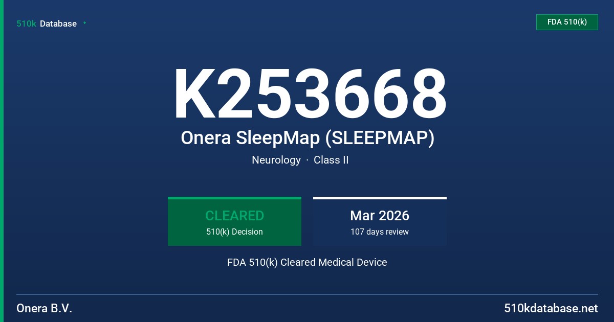 K253668 Onera SleepMap (SLEEPMAP) FDA 510(k) Cleared Medical Device