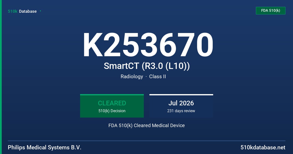 K253670 SmartCT (R3.0 (L10)) FDA 510(k) Cleared Medical Device