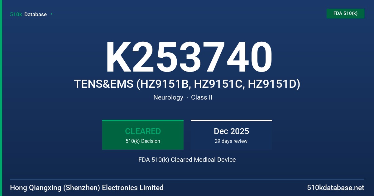 K253740 TENS&EMS (HZ9151B, HZ9151C, HZ9151D) FDA 510(k) Cleared Medical Device