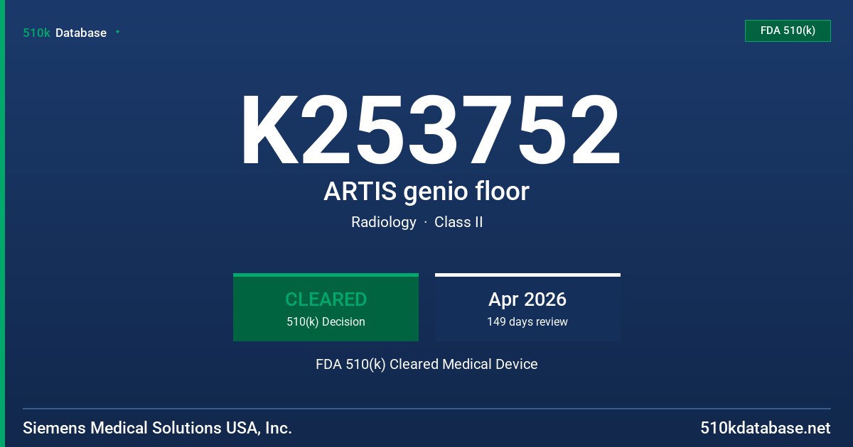 K253752 ARTIS genio floor FDA 510(k) Cleared Medical Device