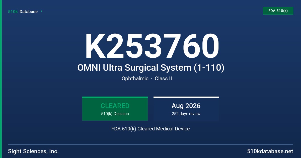 K253760 OMNI Ultra Surgical System (1-110) FDA 510(k) Cleared Medical Device