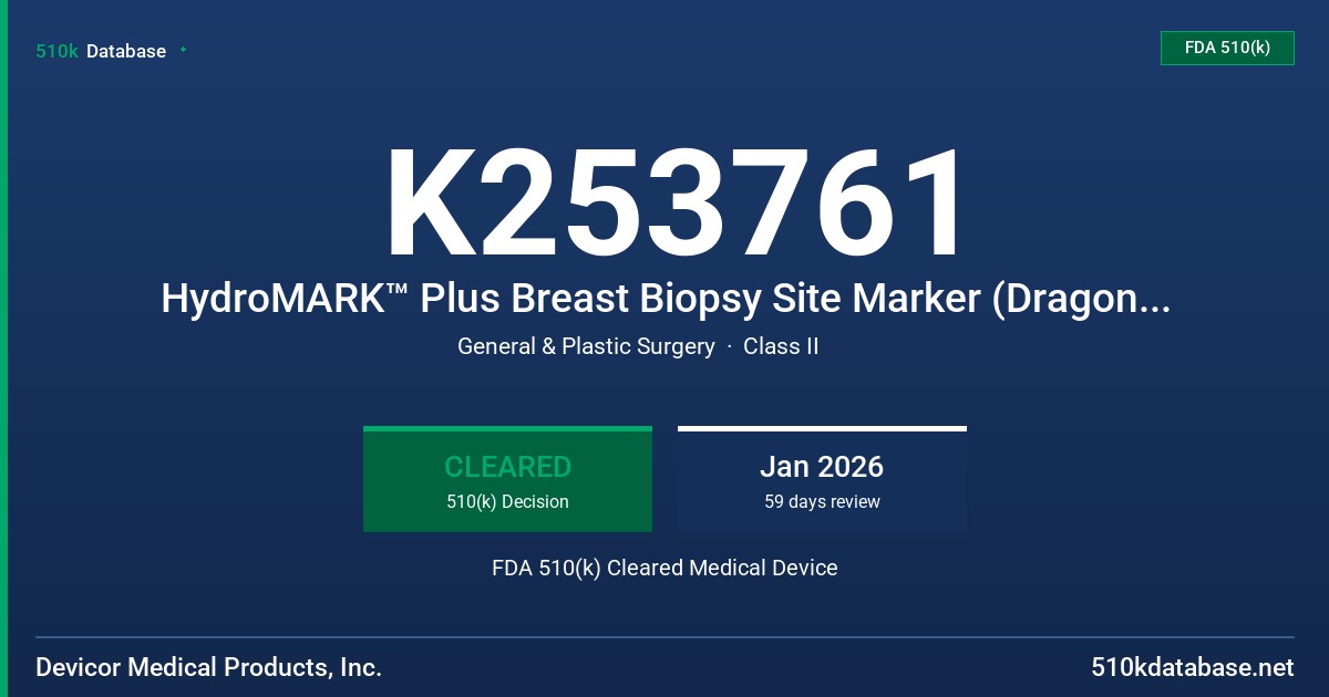 K253761 HydroMARK™ Plus Breast Biopsy Site Marker (Dragonfly Shape) FDA 510(k) Cleared Medical Device