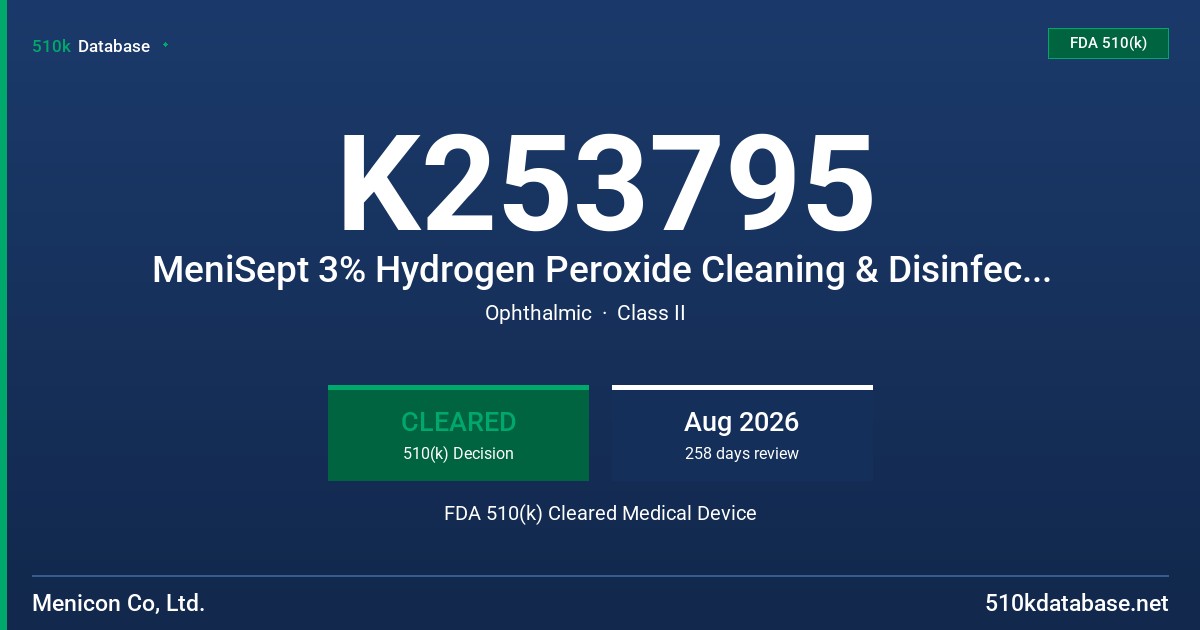 K253795 MeniSept 3% Hydrogen Peroxide Cleaning & Disinfecting Solution FDA 510(k) Cleared Medical Device