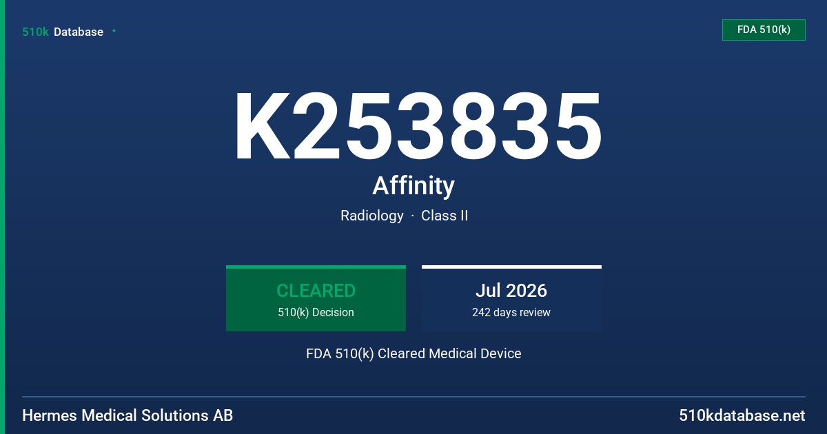 K253835 Affinity FDA 510(k) Cleared Medical Device