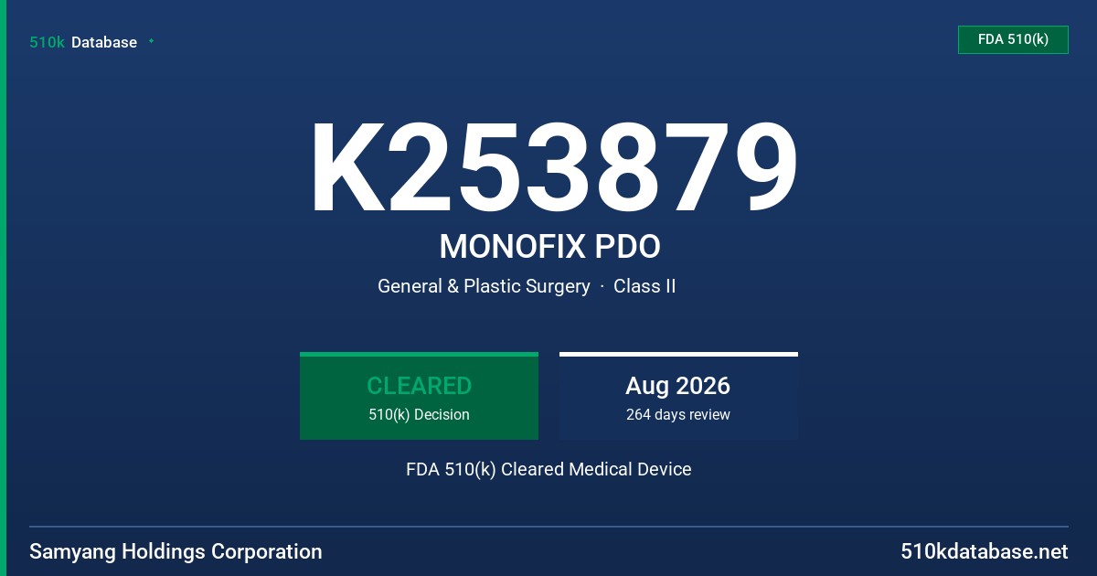K253879 MONOFIX PDO FDA 510(k) Cleared Medical Device