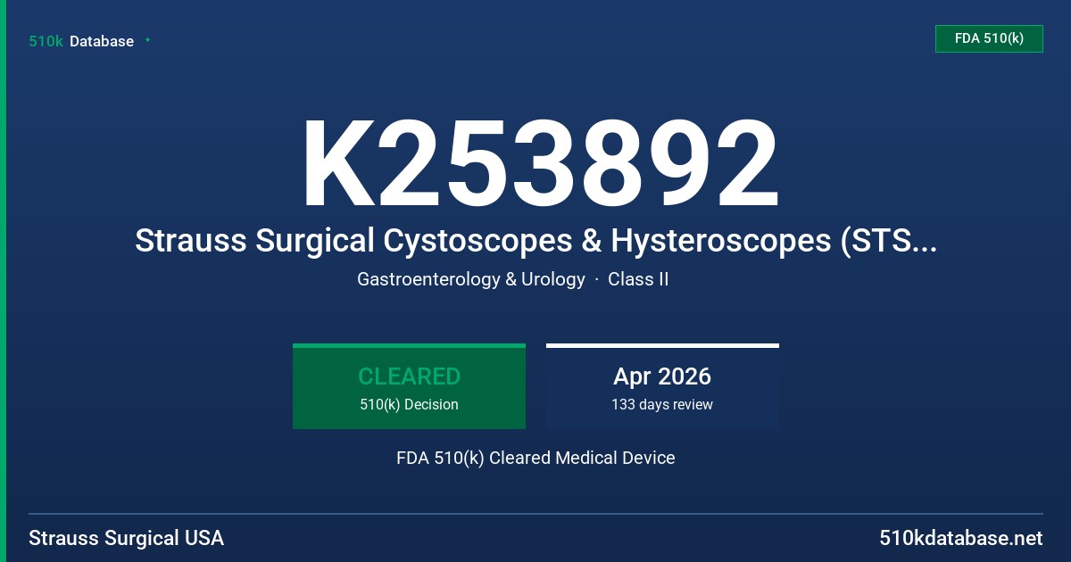 K253892 Strauss Surgical Cystoscopes & Hysteroscopes (STS-2040-302ASA HD-endoscope, 4 x 302 mm, view. Dir. 0°, standard, autoclavable) FDA 510(k) Cleared Medical Device