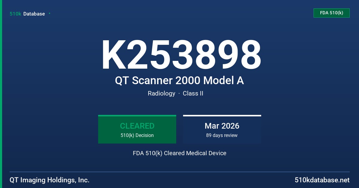 K253898 QT Scanner 2000 Model A FDA 510(k) Cleared Medical Device