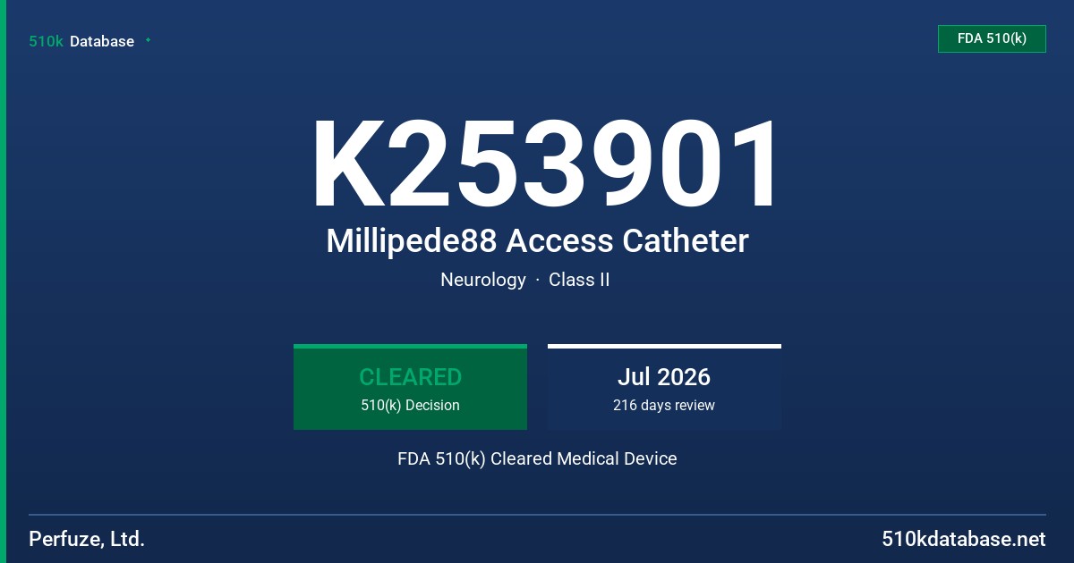 K253901 Millipede88 Access Catheter FDA 510(k) Cleared Medical Device