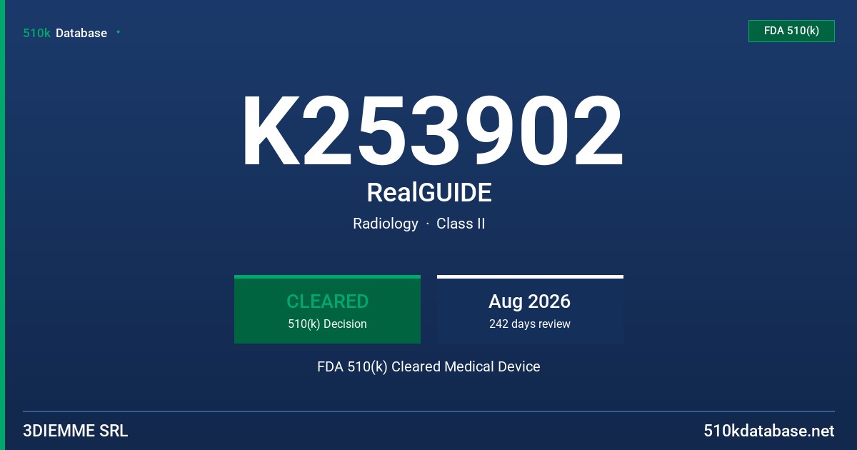 K253902 RealGUIDE FDA 510(k) Cleared Medical Device