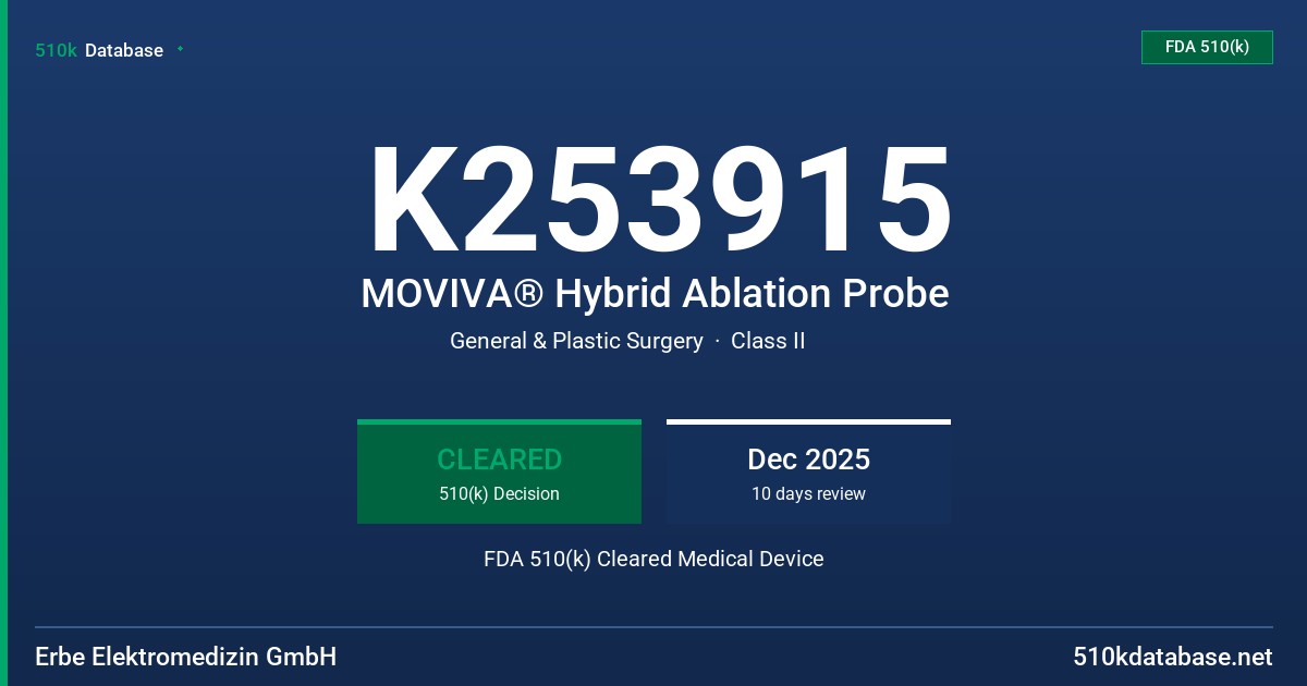 K253915 MOVIVA® Hybrid Ablation Probe FDA 510(k) Cleared Medical Device
