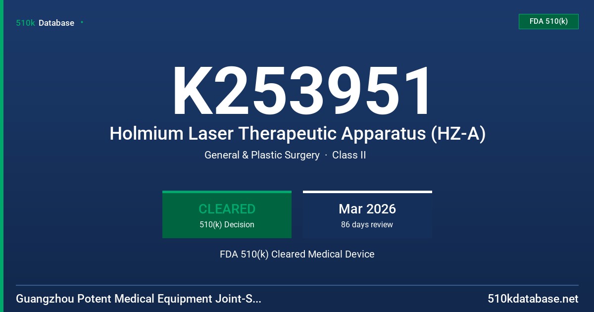K253951 Holmium Laser Therapeutic Apparatus (HZ-A) FDA 510(k) Cleared Medical Device