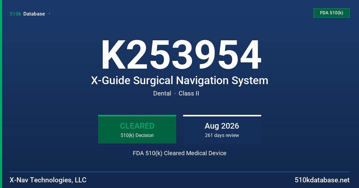 K253954 X-Guide Surgical Navigation System FDA 510(k) Cleared Medical Device