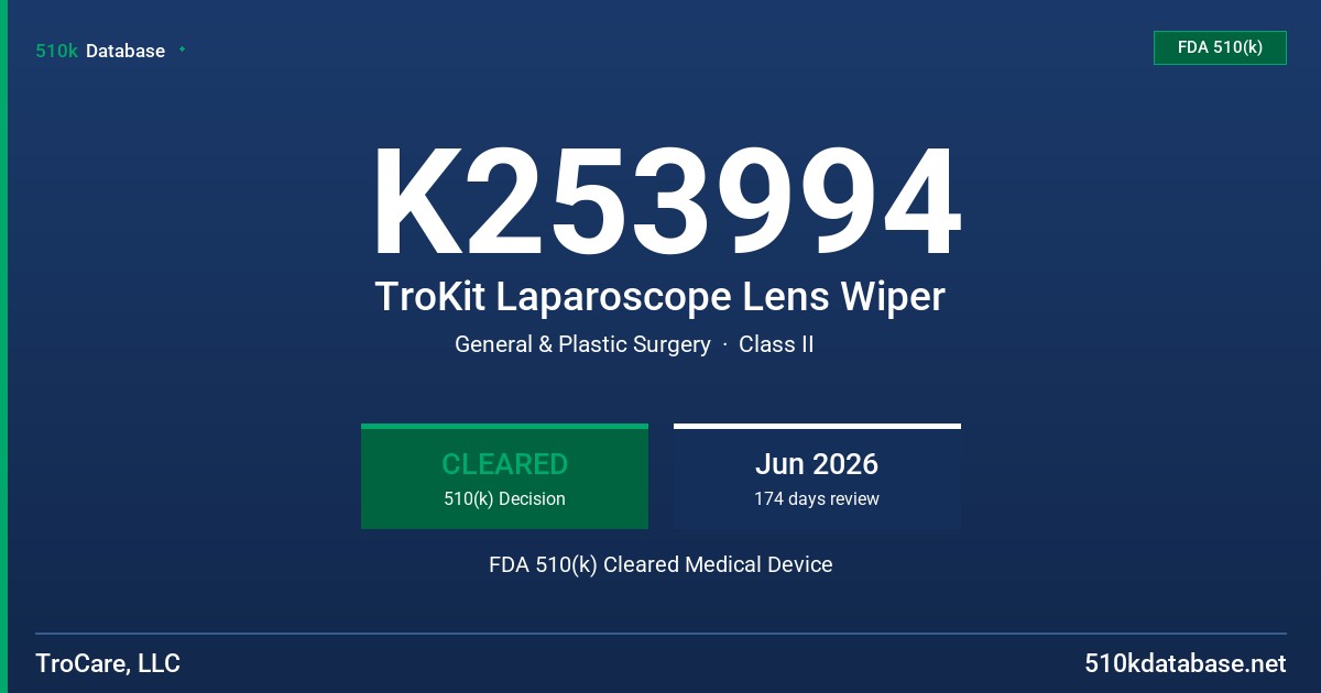 K253994 TroKit Laparoscope Lens Wiper FDA 510(k) Cleared Medical Device