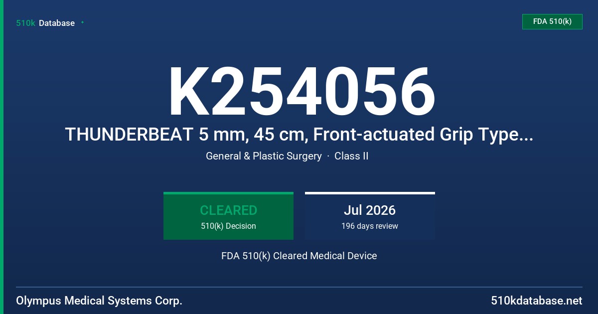 K254056 THUNDERBEAT 5 mm, 45 cm, Front-actuated Grip Type S (TB-0545FCS) FDA 510(k) Cleared Medical Device