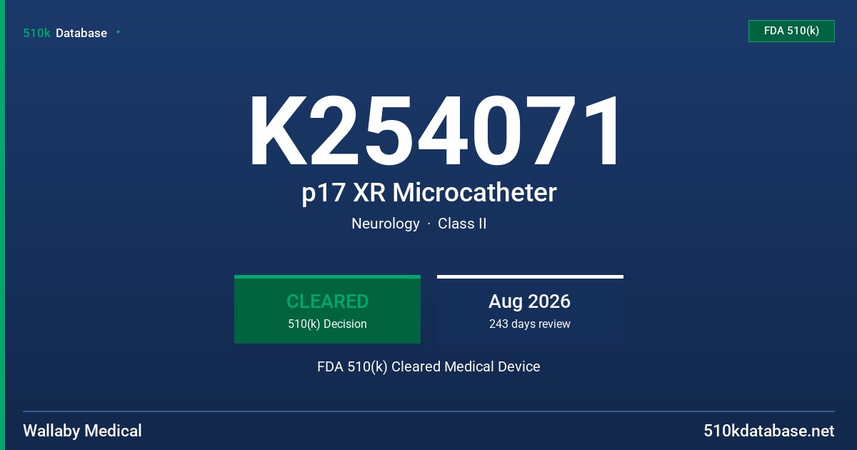 K254071 p17 XR Microcatheter FDA 510(k) Cleared Medical Device