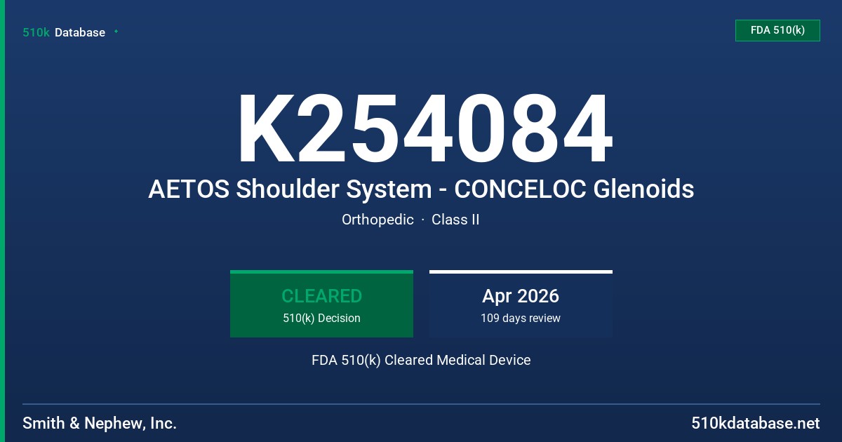 K254084 AETOS Shoulder System - CONCELOC Glenoids FDA 510(k) Cleared Medical Device