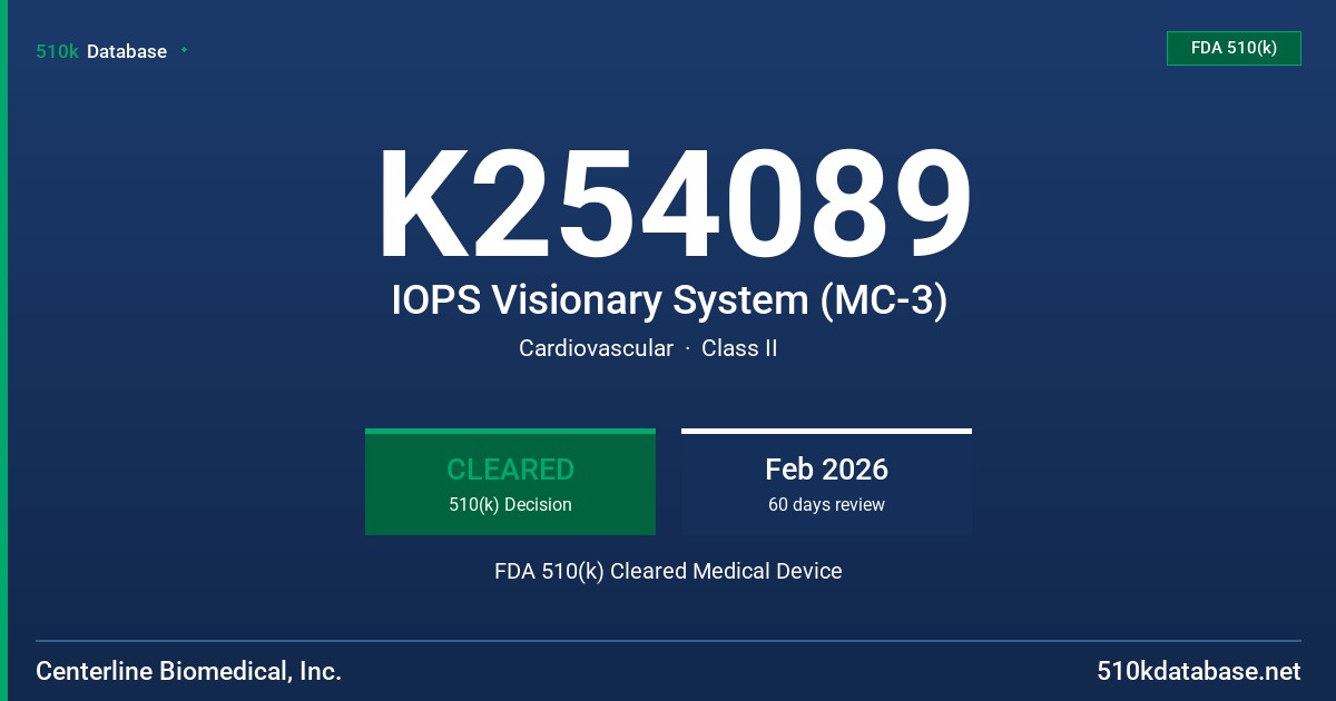 K254089 IOPS Visionary System (MC-3) FDA 510(k) Cleared Medical Device
