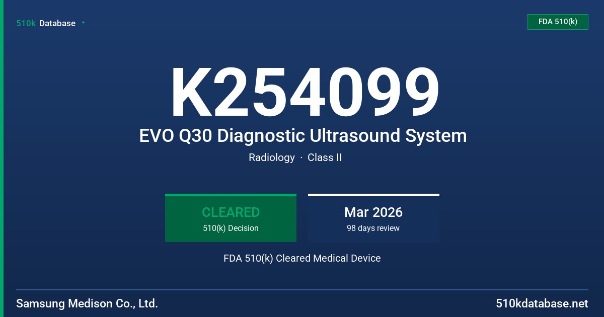 K254099 EVO Q30 Diagnostic Ultrasound System FDA 510(k) Cleared Medical Device