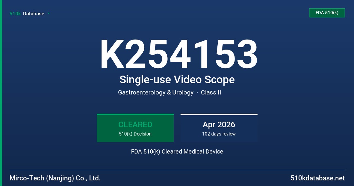 K254153 Single-use Video Scope FDA 510(k) Cleared Medical Device