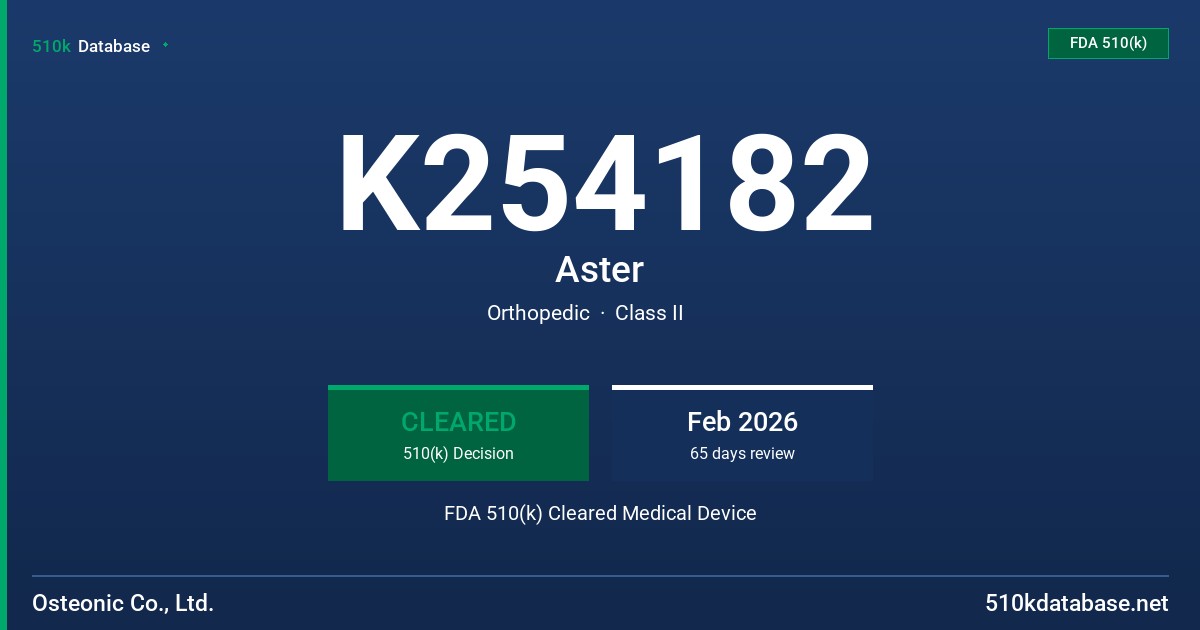 K254182 Aster FDA 510(k) Cleared Medical Device