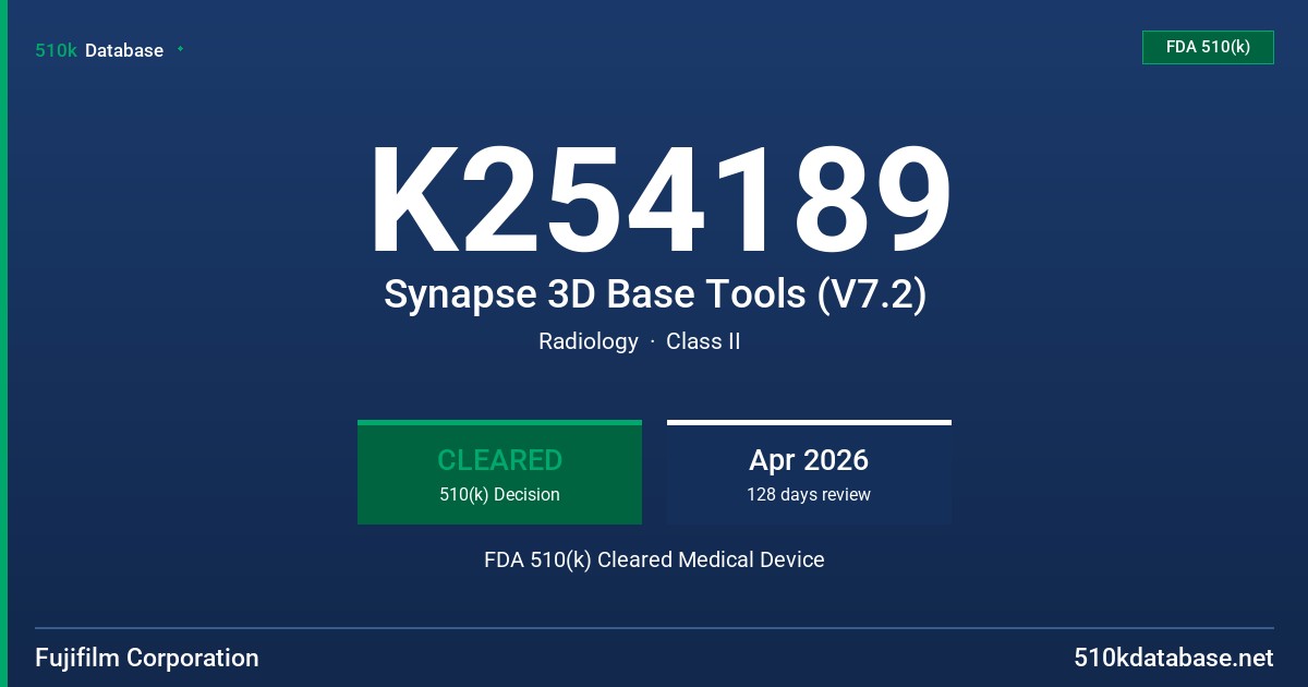K254189 Synapse 3D Base Tools (V7.2) FDA 510(k) Cleared Medical Device