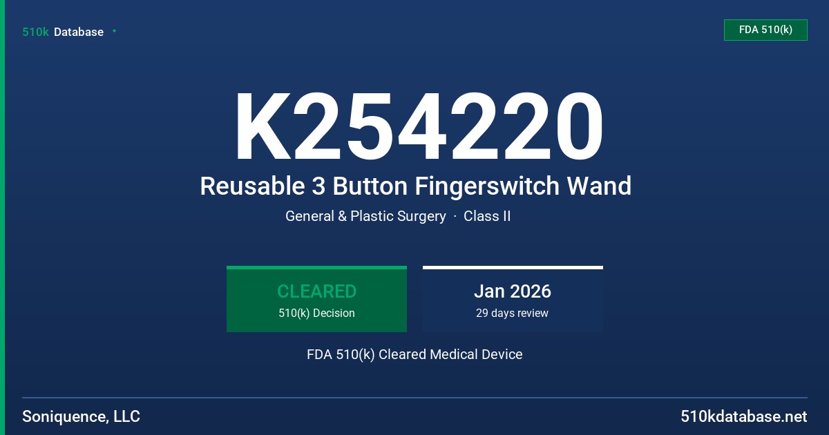 K254220 Reusable 3 Button Fingerswitch Wand FDA 510(k) Cleared Medical Device