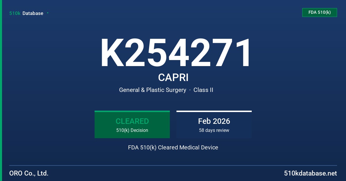 K254271 CAPRI FDA 510(k) Cleared Medical Device