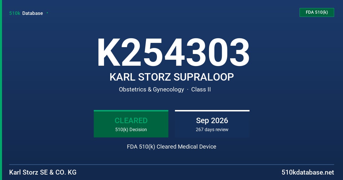K254303 KARL STORZ SUPRALOOP FDA 510(k) Cleared Medical Device