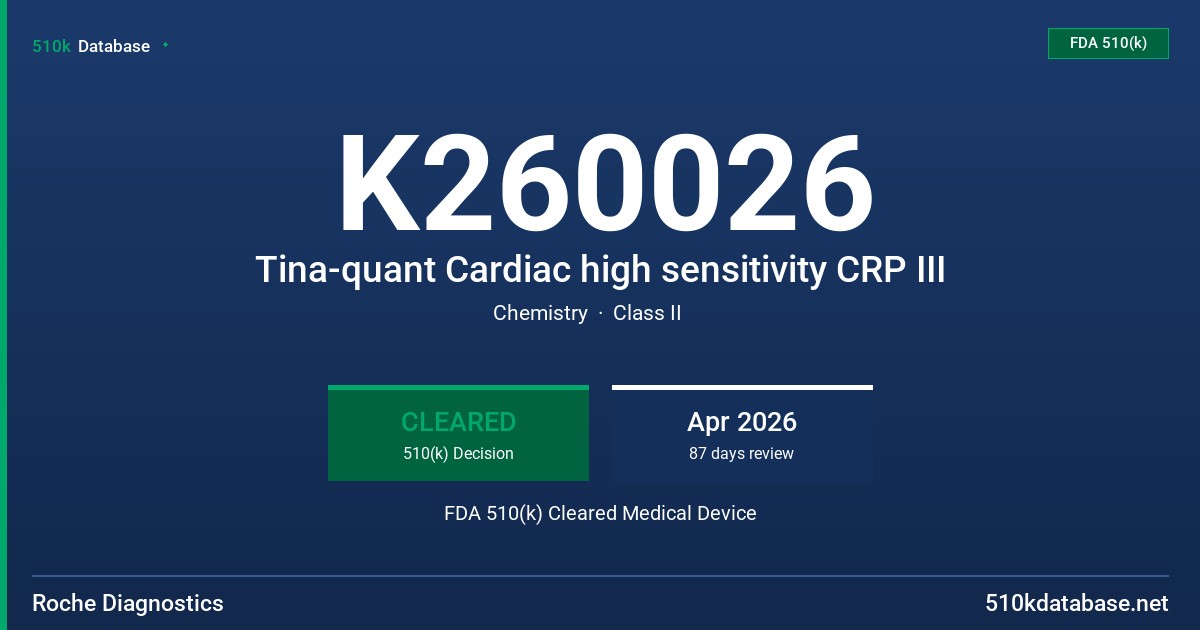 K260026 Tina-quant Cardiac high sensitivity CRP III FDA 510(k) Cleared Medical Device