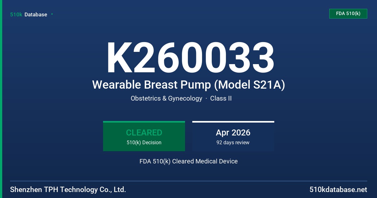 K260033 Wearable Breast Pump (Model S21A) FDA 510(k) Cleared Medical Device