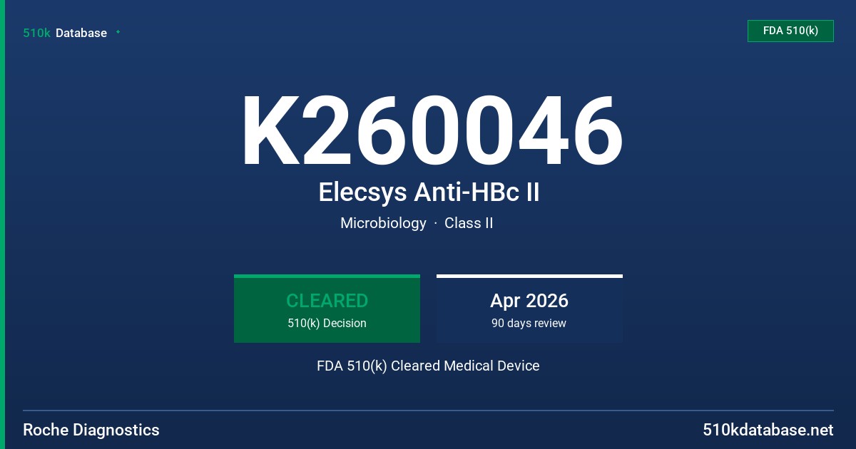 K260046 Elecsys Anti-HBc II FDA 510(k) Cleared Medical Device