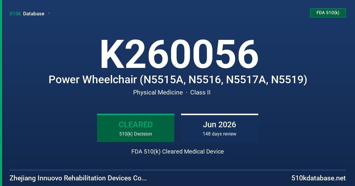 K260056 Power Wheelchair (N5515A, N5516, N5517A, N5519) FDA 510(k) Cleared Medical Device