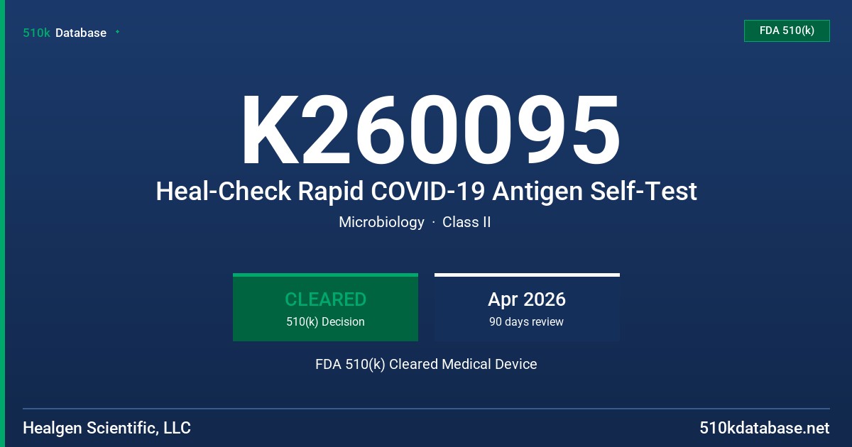 K260095 Heal-Check Rapid COVID-19 Antigen Self-Test FDA 510(k) Cleared Medical Device