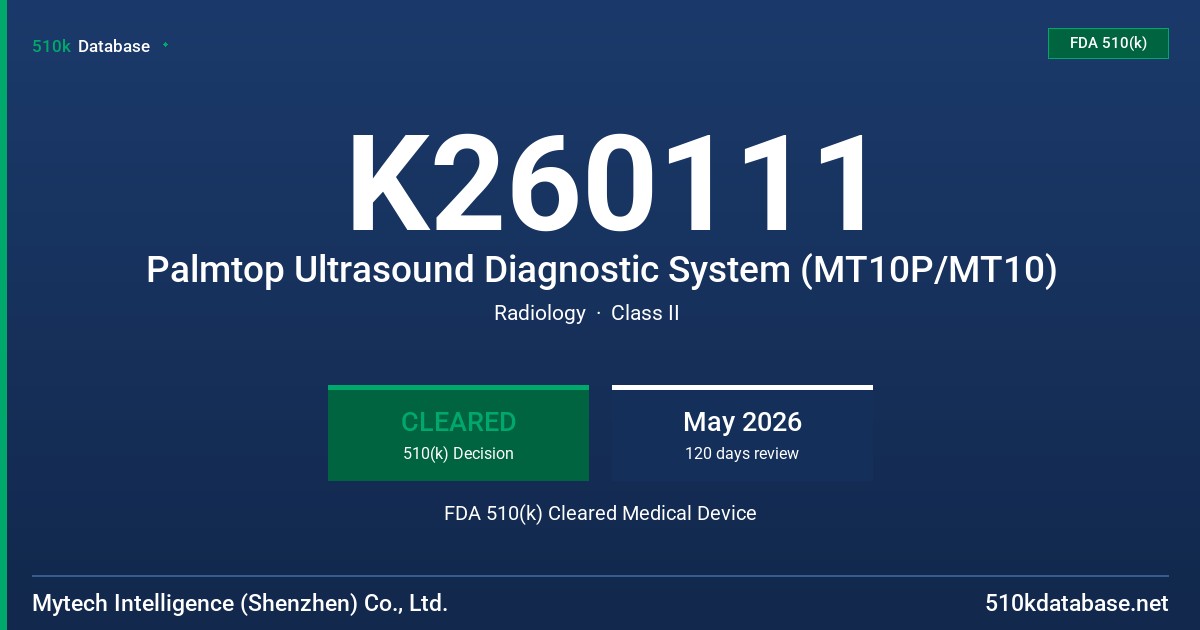 K260111 Palmtop Ultrasound Diagnostic System (MT10P/MT10) FDA 510(k) Cleared Medical Device