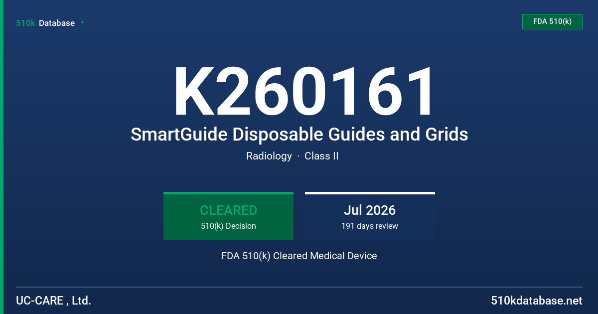 K260161 SmartGuide Disposable Guides and Grids FDA 510(k) Cleared Medical Device