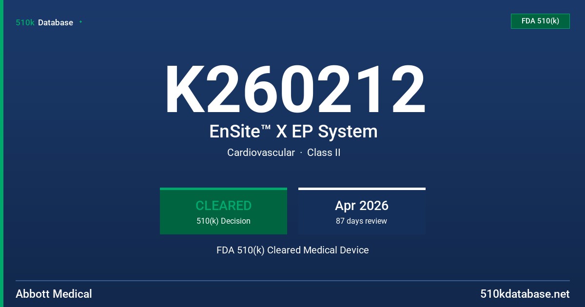 K260212 EnSite™ X EP System FDA 510(k) Cleared Medical Device