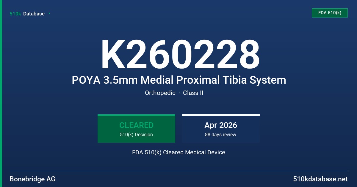 K260228 POYA 3.5mm Medial Proximal Tibia System FDA 510(k) Cleared Medical Device