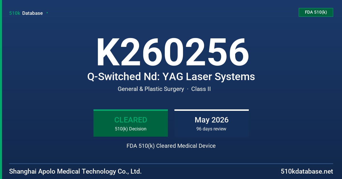 K260256 Q-Switched Nd: YAG Laser Systems FDA 510(k) Cleared Medical Device