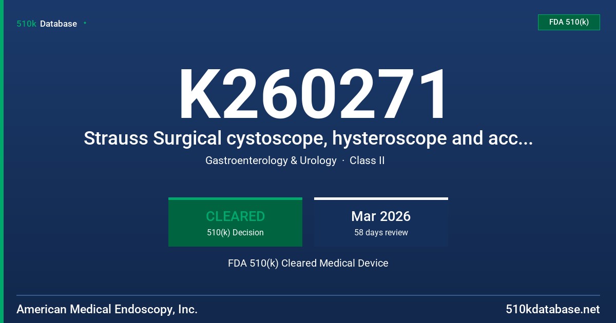 K260271 Strauss Surgical cystoscope, hysteroscope and accessories Instruments FDA 510(k) Cleared Medical Device