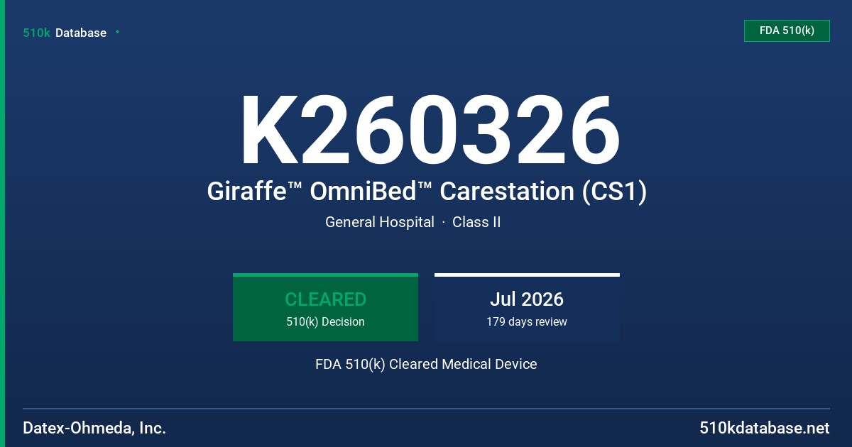 K260326 Giraffe™ OmniBed™ Carestation (CS1) FDA 510(k) Cleared Medical Device