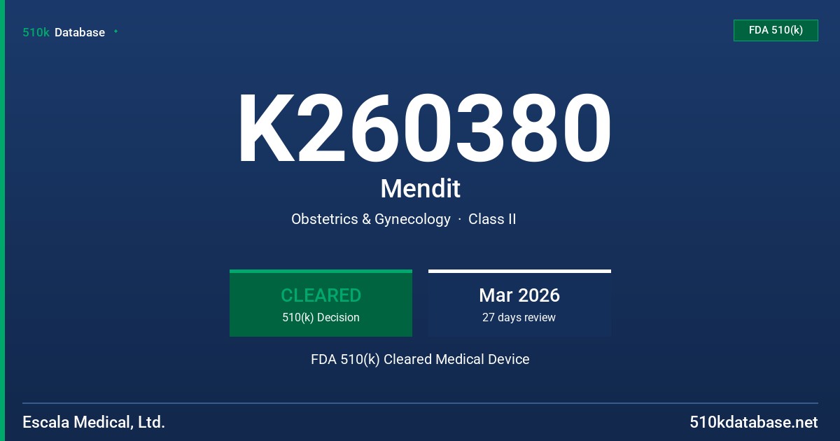 K260380 Mendit FDA 510(k) Cleared Medical Device