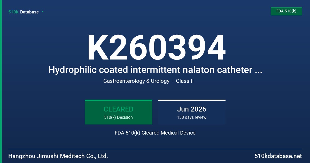 K260394 Hydrophilic coated intermittent nalaton catheter for single use-ready to use (NCR) FDA 510(k) Cleared Medical Device