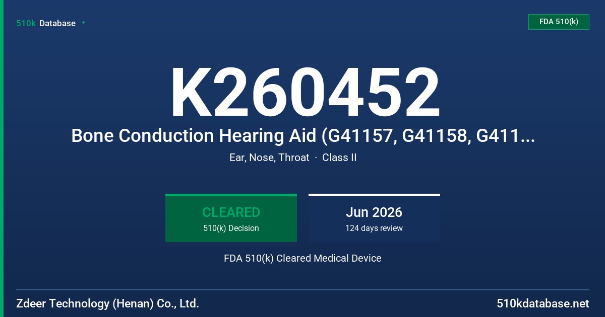 K260452 Bone Conduction Hearing Aid (G41157, G41158, G41159, G41160, G42151, G42152, G42153, G42154, G42155, G42156, G42157, G42158, G42159, G42160, G43151, G43152, G43153, G43154, G43155, G43156, G45151, G45152, G45153, G45154, G45155, G45156, G45157, G45158, G45159, G45160, G46151, G46152, G46153, G46154, G46155, G46156, G46157, G46158) FDA 510(k) Cleared Medical Device